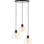 Brilliant Casto Pendelleuchte Glas Pendelleuchte Metall Schwarz Beige | 510mm - Geeignet für 3x E27