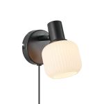 Nordlux Milford Wandleuchte Glas Schwarz | Geeignet für 1x E14