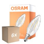 Mehrfachpackung 6x Osram Classic LED E14 Gedreht candle Fadenlampe Klar 2.8W 250lm - 827 Extra Warmweiß | Dimmbar - Ersatz Für 25W