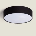 Bright Choice LED-Deckenleuchte Rund Textil Schwarz | 500mm - Geeignet für 3x E27 – Max 40W