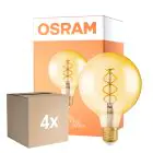 Mehrfachpackung 4x Osram Vintage 1906 LED E27 Globe Fadenlampe Goud 125mm 4W 300lm - 820 Zeer Warm Wit | Dimbaar - Vervangt 28W