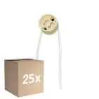Mehrfachpackung 25x Universal GU10 Sockel - Universele GU10 Fitting - Weiß 0.1m - 2 pole 0.5mm2 (Für Noxion)