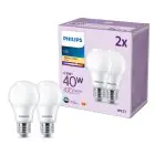 Mehrfachpackung 2x Philips Glühbirne LED E27 Birne Matt 5W 470lm - 827 Extra Warmweiß