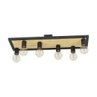 Eglo Deckenleuchte Consett Stahl Holz Schwarz Braun | IP20 - Geeignet für 6x E27 